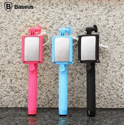 Baseus Selfie Stick Pro Phone Black с проводом и зеркалом